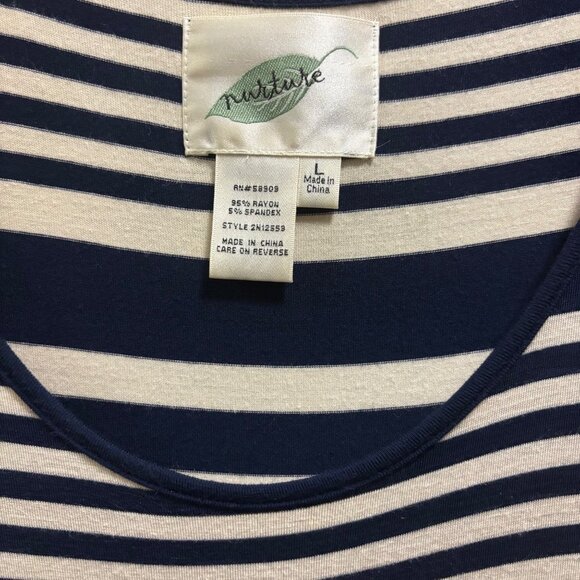 Nurture Striped Maxi Dress With Lace Insets Size L Short Sleeve Scoop Neck - Picture 6 of 6